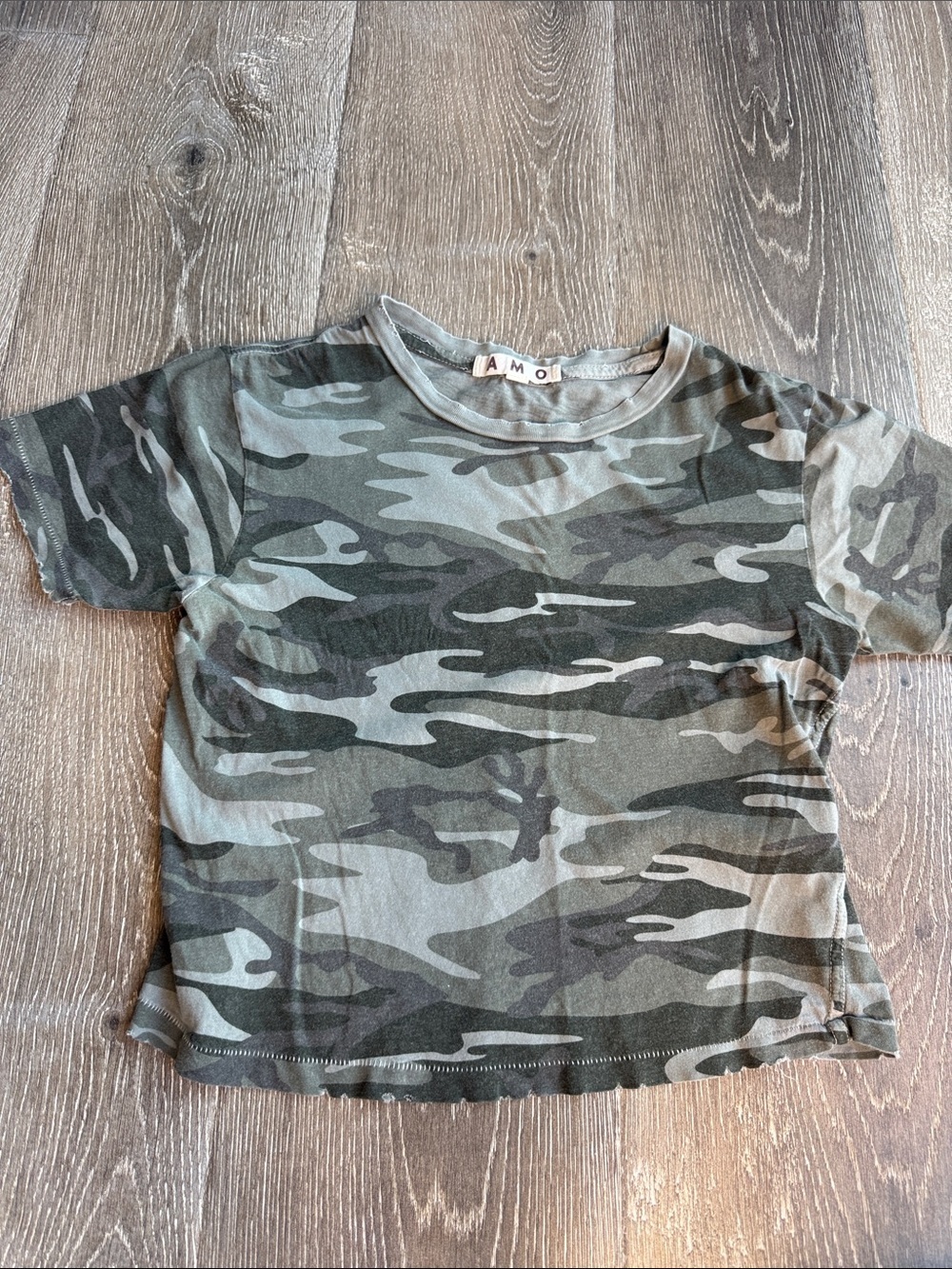 AMO Camo Crop Tee - Olive, Gray, Black AZ0687